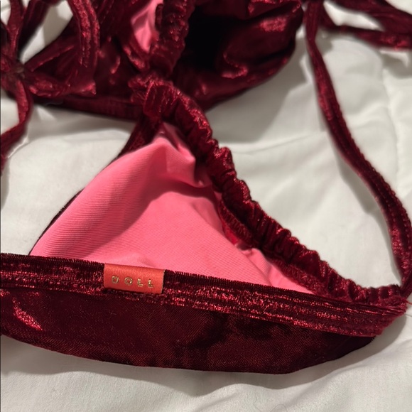 DOLL Velvet Red Triangle Bikini Top - Picture 2 of 4